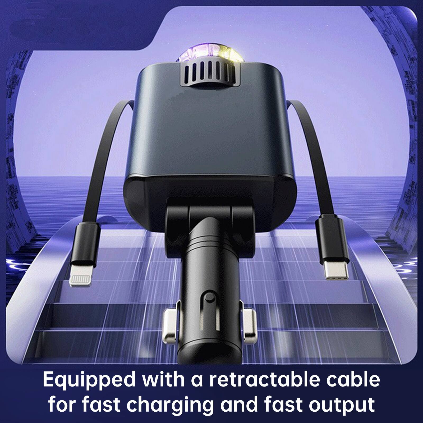 Equipped with a retractable cable for fast charging and fast output