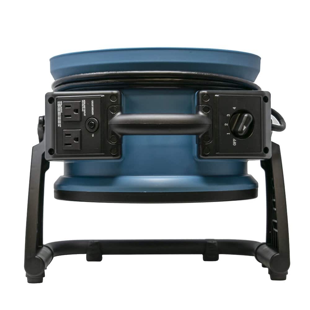 XPOWER - 4 Speed 11" Ventilation Axial Air Mover, Blower, Fan with Built-in Power Outlets - Blue