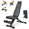 Front. MERACH - MERACH Adjustable Weight Bench with Extended Headrest and Leg Extension 990LBS Capacity Foldable Workout Bench - Black.