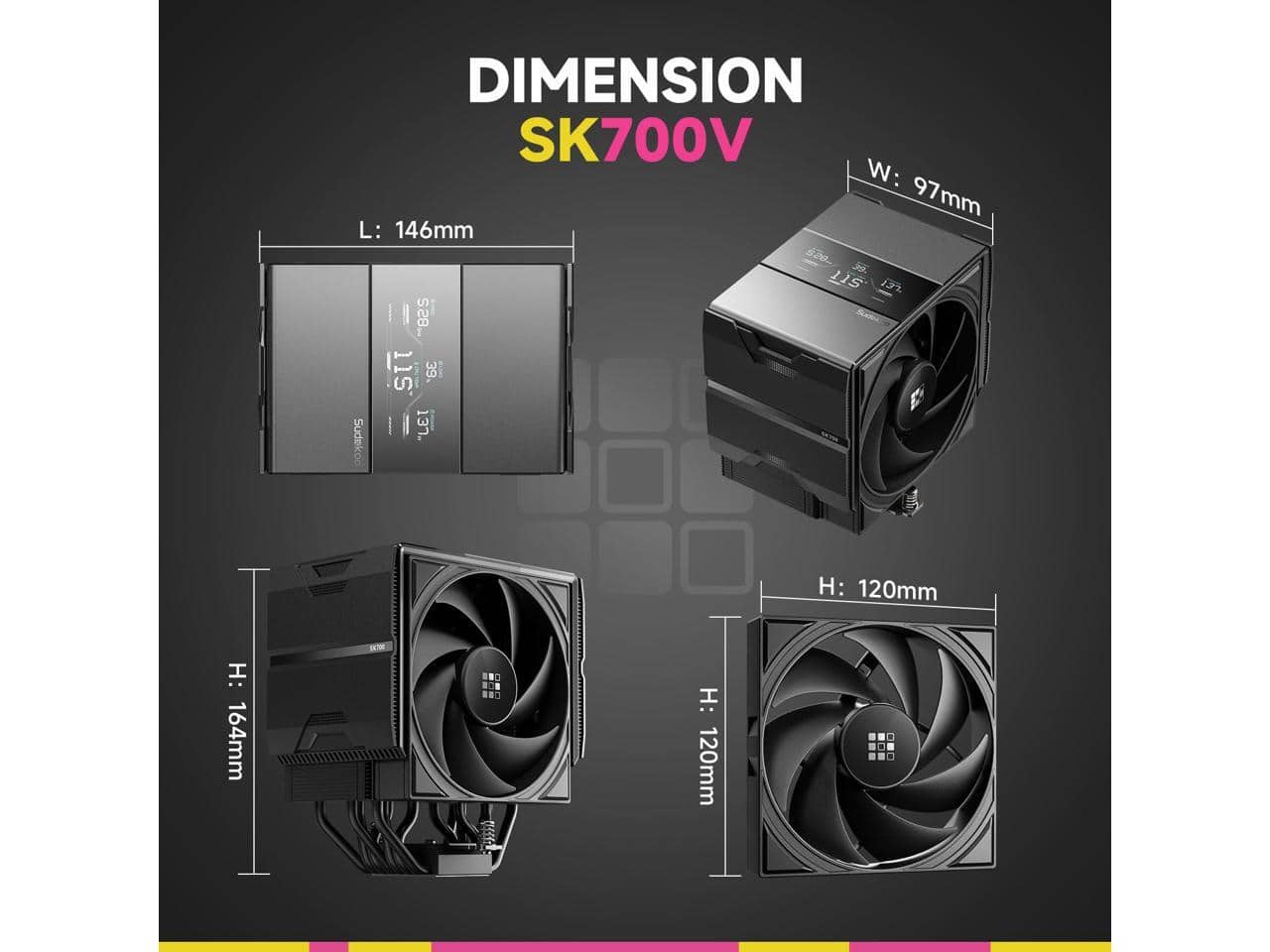 Sudokoo SK700V AM5 Designated Digital Air Cooler, Single Tower, M
