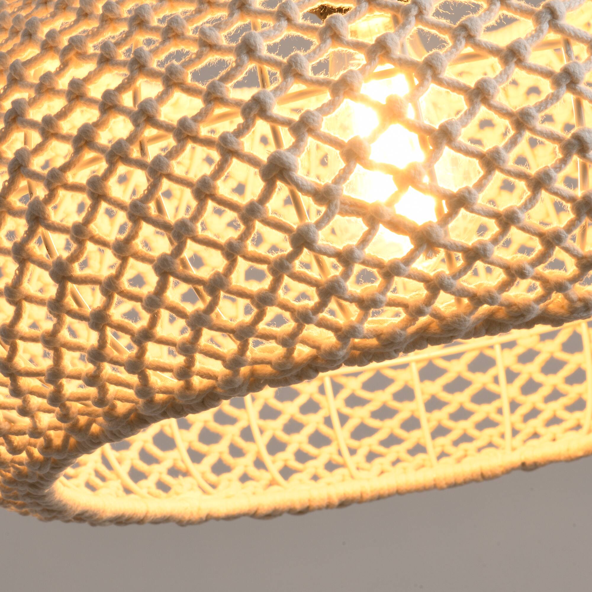 Alt View 8. Parrot Uncle - 1-Light Rustic Beige Hand-Woven Cotton Hanging Basket Pendant Light.