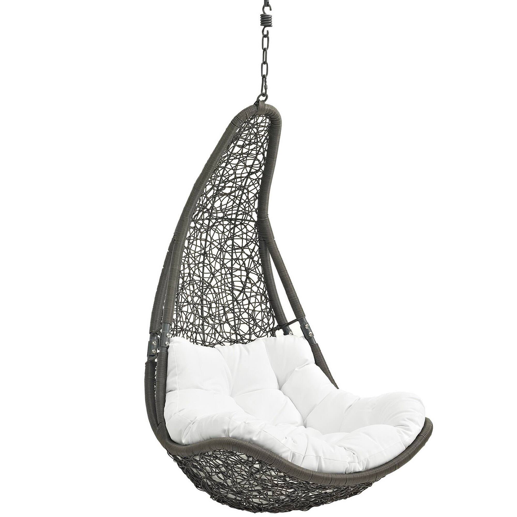 Left. Modway - Abate Outdoor Patio Swing Chair Without Stand by Modway - Gray White.