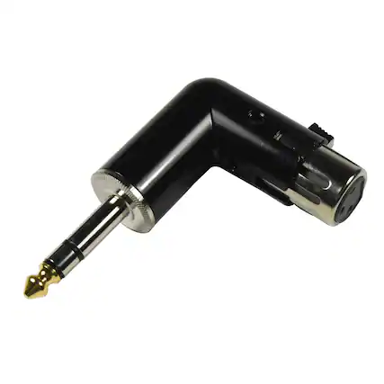 Front. HQRP - XLR Female to 1/4 in TRS Adjustable Right-Angle Audio Adapter for mixers, microphones, amps - Black.