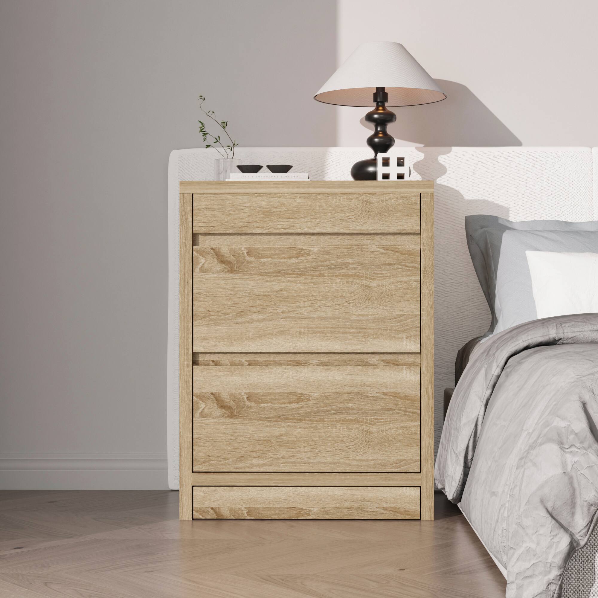 Alt View 2. Famapy - Famapy 4 - Drawer Nightstand: Hidden Compartment + NFC Smart Lock - Wooden.