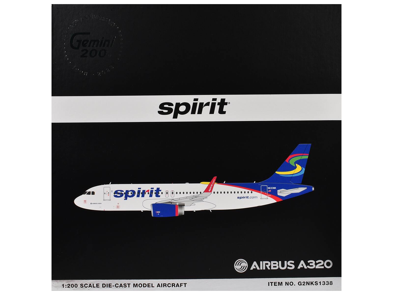 22 ANVIVERSARIO  
Gemini 200  
2004 - 2024  

spirit  

AIRBUS A320  
1:200 SCALE DIE-CAST MODEL AIRCRAFT  
ITEM NO. G2NKS1338  

spirit.com  
ct Adpde spirit.com