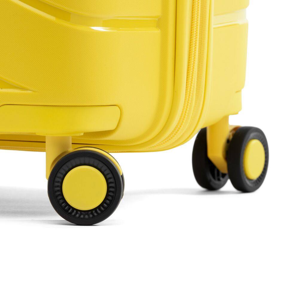 Back. Atlantic - Atlantic Convertible Medium to Large Checked Expandable Hardside Spinner - Sunshine Yellow.