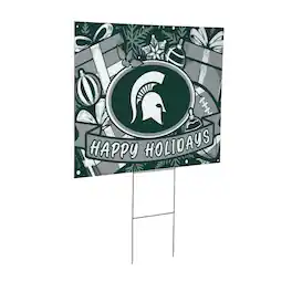 Evergreen Enterprises - Michigan State Spartans 24" x 18" Happy Holidays Christmas Outdoor Staked Yard Sign - Multicolor