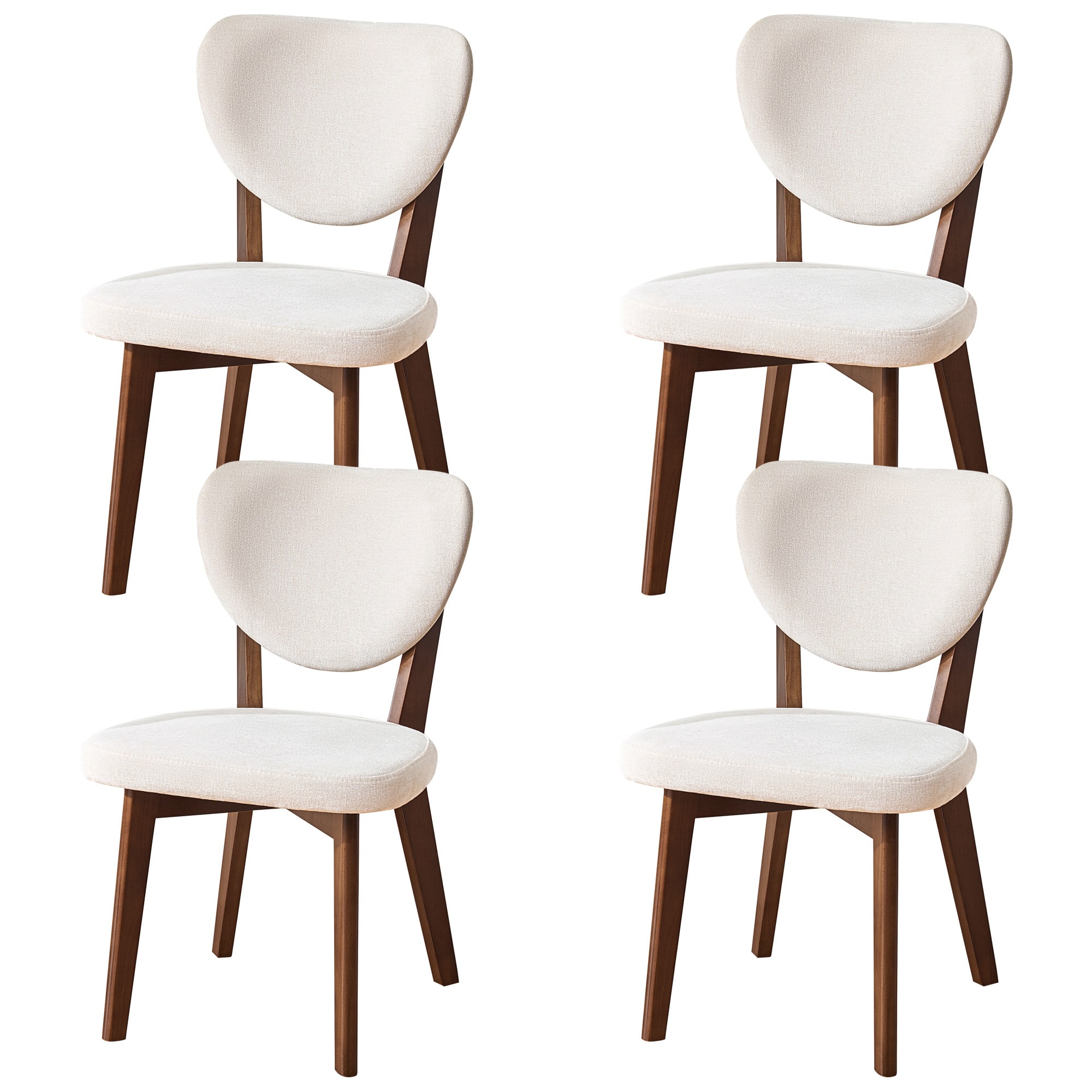 Front. KERDOM - Classic Dining Chairs Set of 4, Armless Farmhouse Style Restaurant Chair Balcony Guest Chair, Upholstery Velvet Fabric - Beige.