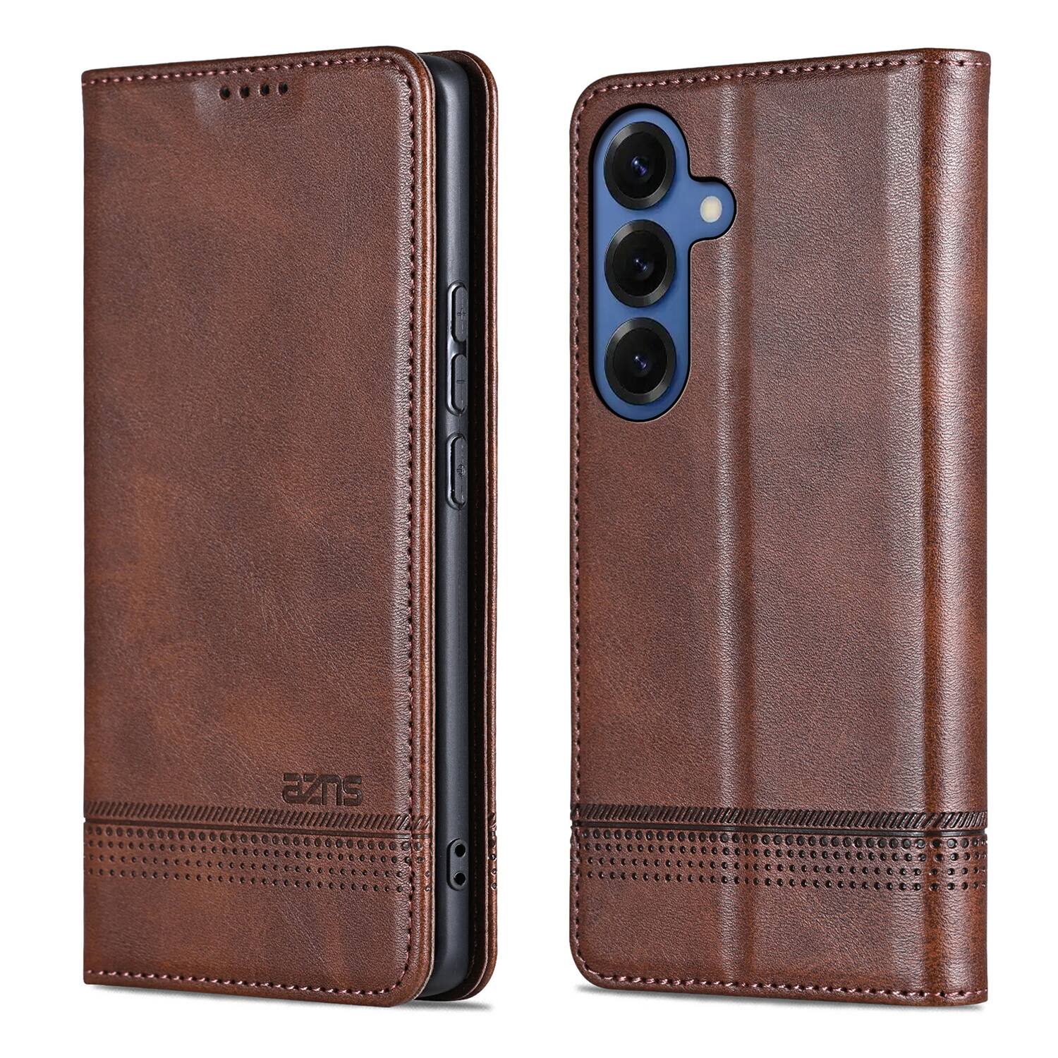 Alt View 3. Dteck - Flip Wallet Case for Samsung Galaxy S26+,Magnetic Closure Card Slots Kickstand Cover,Shock-Absorbing TPU Cover - Brown.