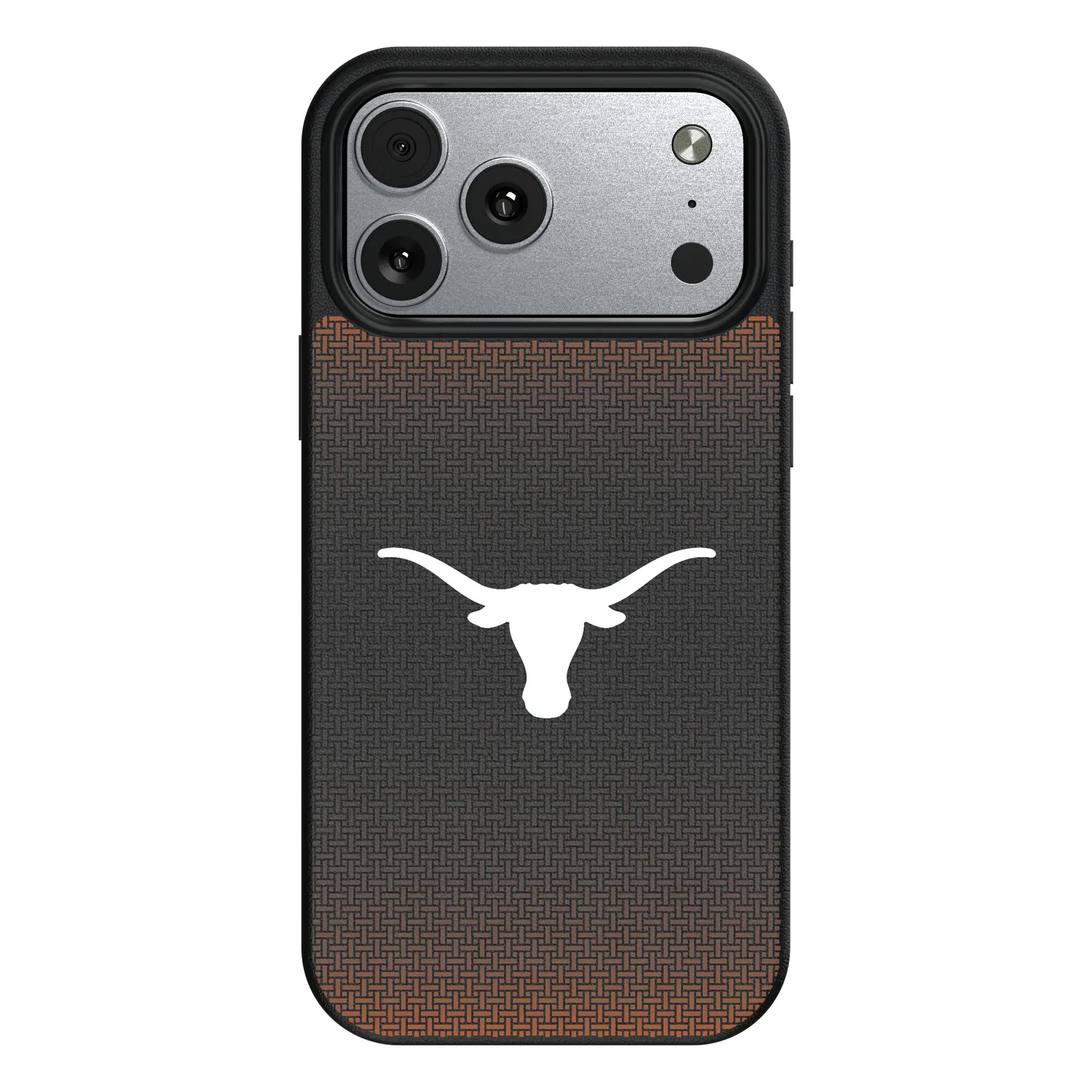 Front. Keyscaper - Texas Longhorns Linen Logo iPhone Magnetic Bump Case - 17 Pro Max - Black.
