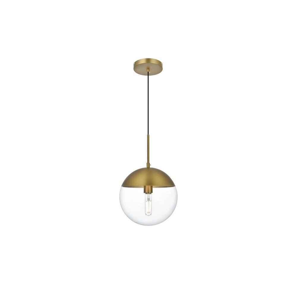 Alt View 1. Living District - Eclipse 10 Inch Pendant Clear Shade in Chrome - Satin Gold And Clear.