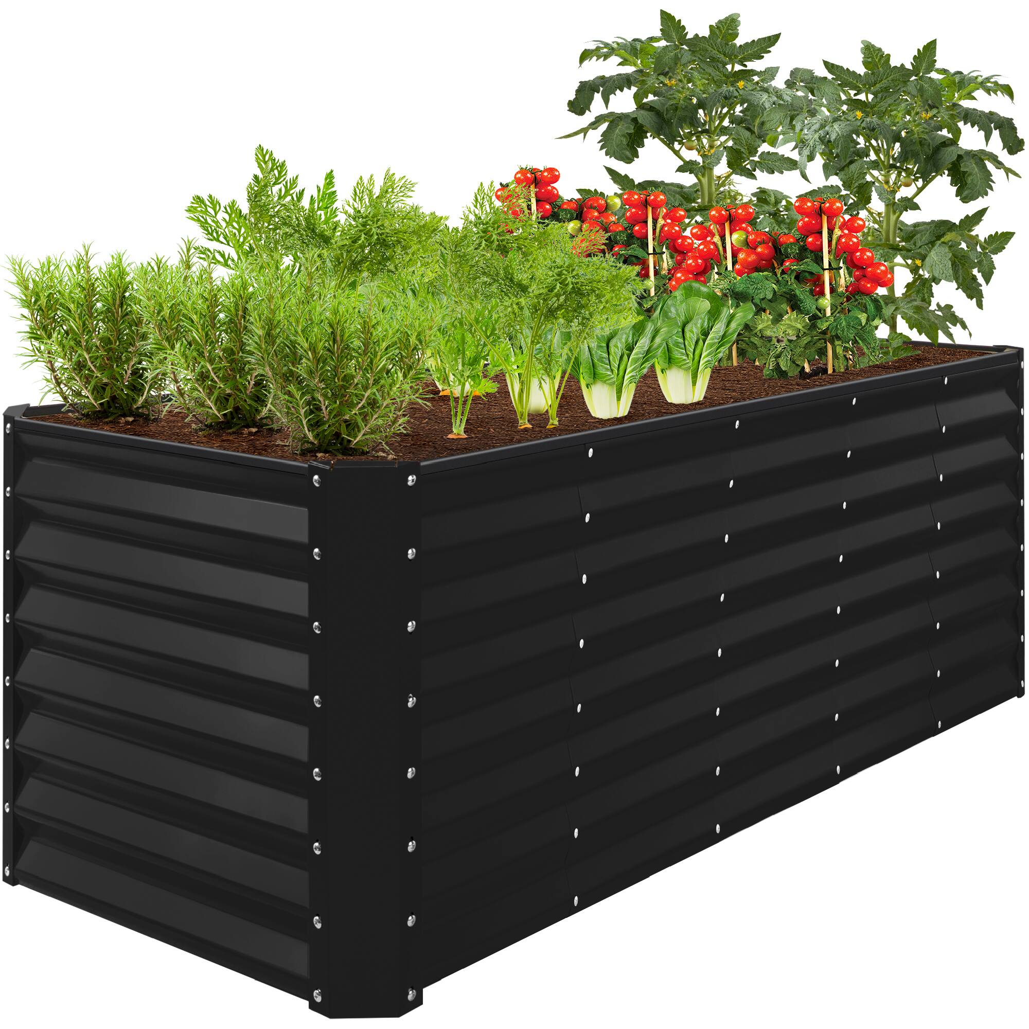 Front. Best Choice Products - Best Choice Products 8x2x2ft Raised Metal Outdoor Garden Bed, Planter Box for Flowers, Vegetables, Herbs- Black - Black.