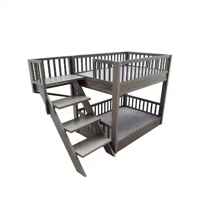Front. New Age Pet - ECOFLEX Dog Bunk Bed with Removable Cushions - Grey - Grey.