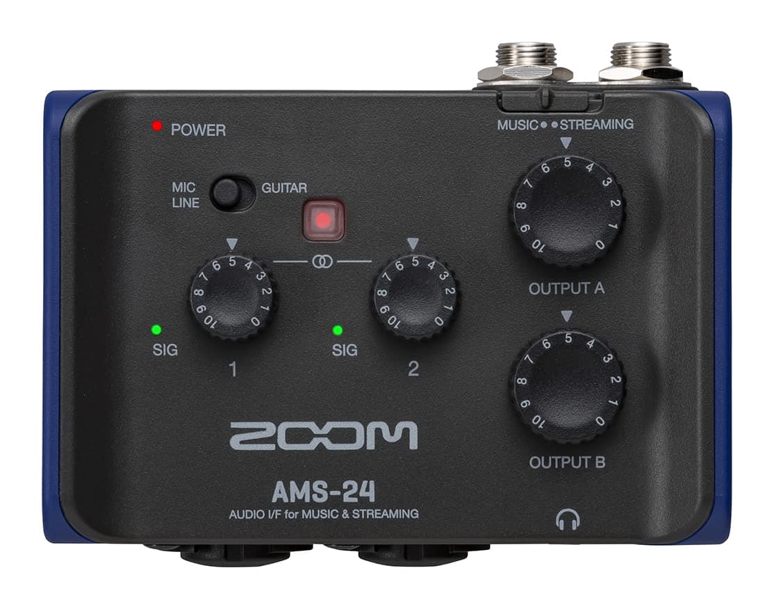 Zoom - AMS-24 USB Audio Interface for Musicians & Podcasters with 2 Inputs, 4 Outputs, Loopback, Direct Monitoring & Bus P - Black