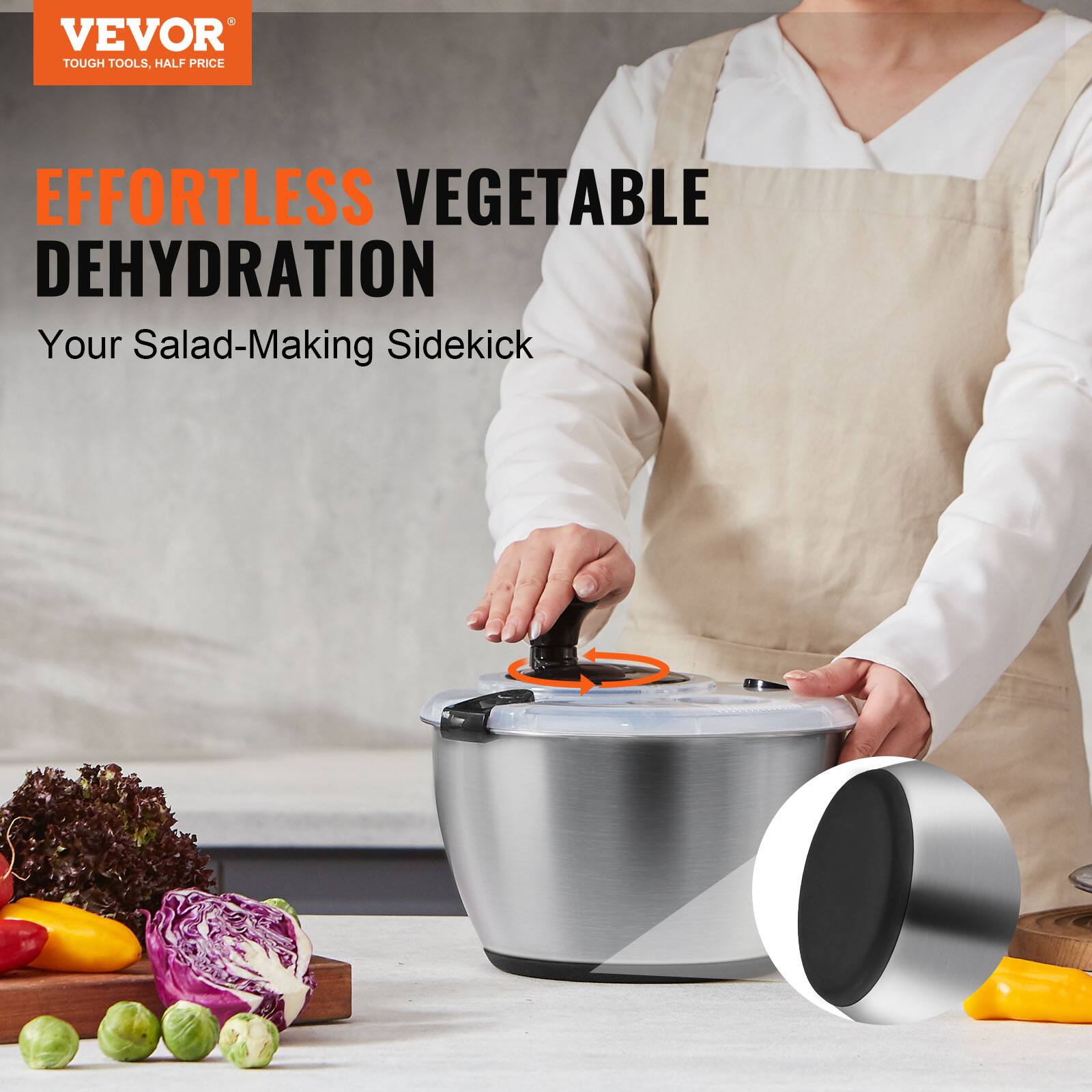 VEVOR  
TOUGH TOOLS, HALF PRICE  

EFFORTLESS VEGETABLE DEHYDRATION  
Your Salad-Making Sidekick