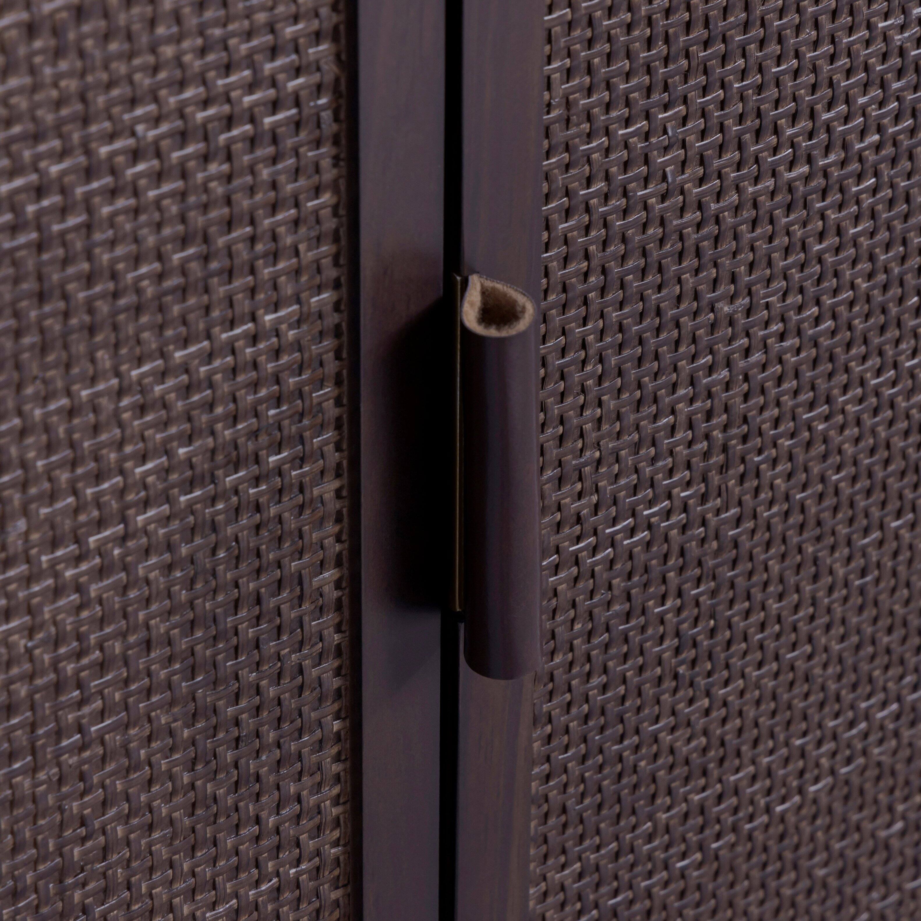 Alt View 1. Teamson Home - Hatteras Accent Cabinet with 2 Rattan Inlay Doors and Adjustable Shelves - Black.