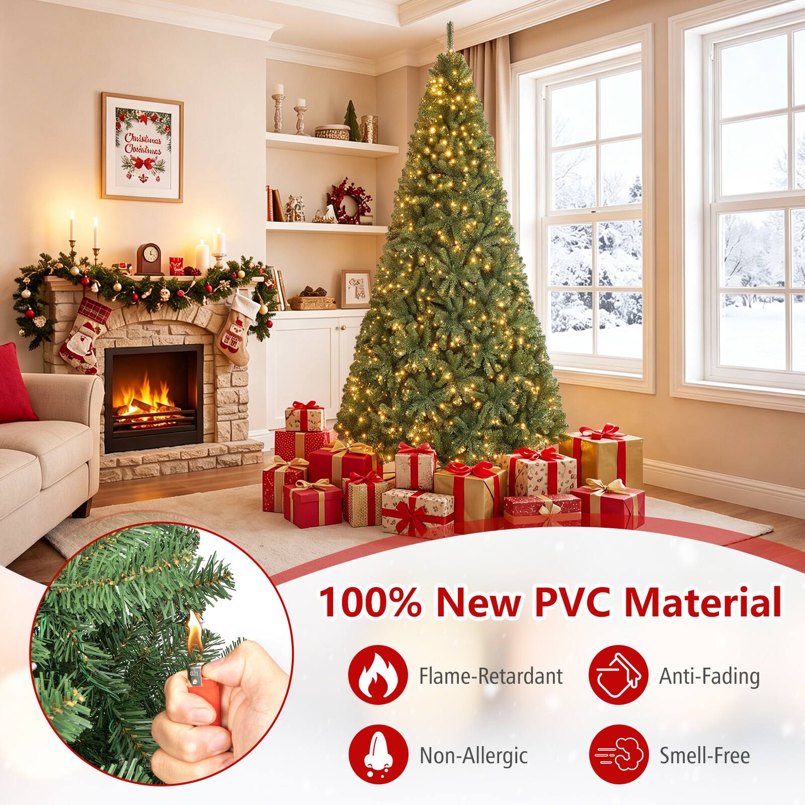 Christmas Christmas X  
UNITO MOZO,  
100% New PVC Material  
Flame-Retardant  
Anti-Fading  
Non-Allergic  
Smell-Free