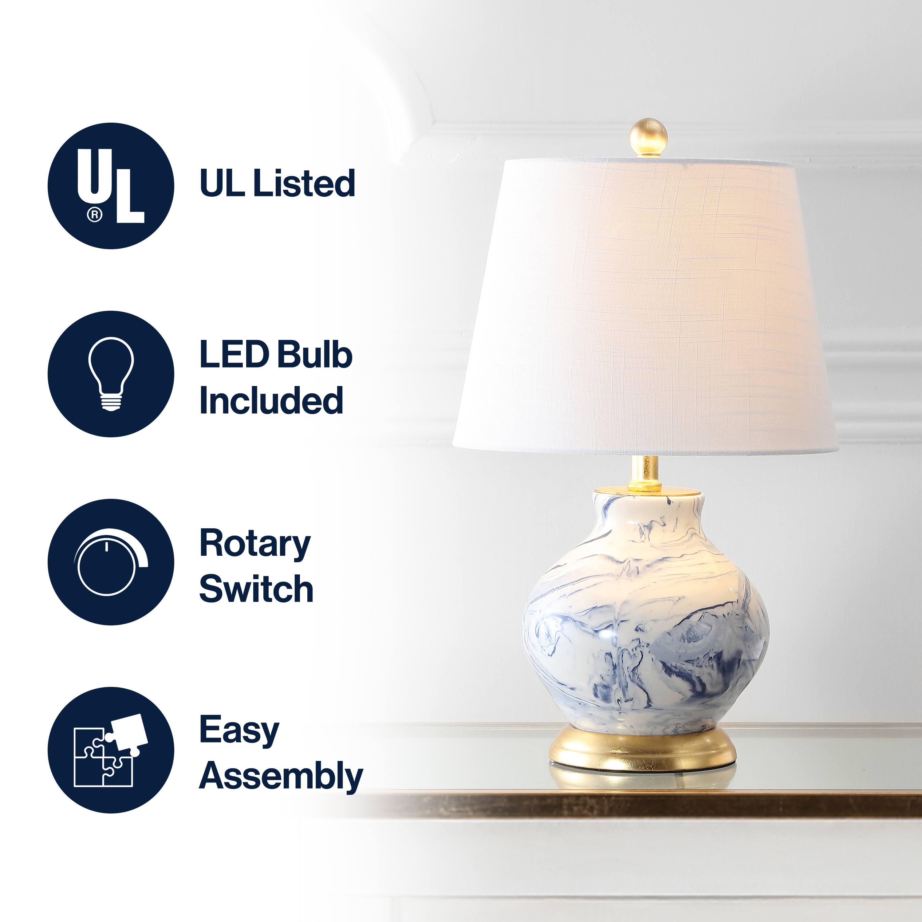 - UL Listed
- LED Bulb Included
- Rotary Switch
- Easy Assembly