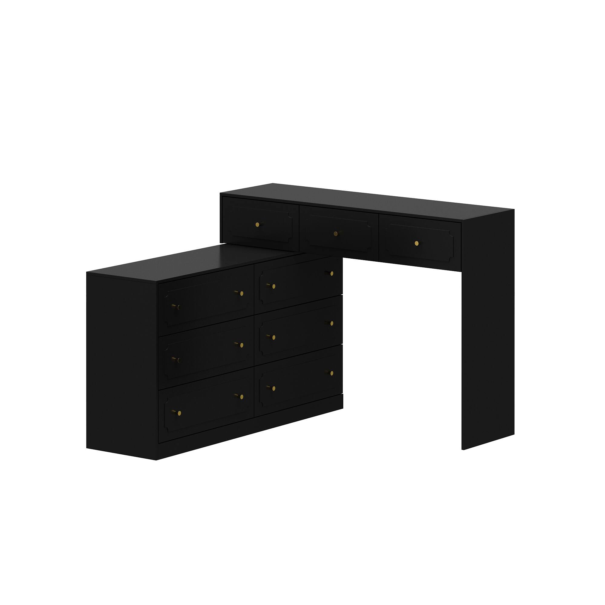 Left. Famapy - Famapy Transformable Multi - Drawer Dresser: Vanity & Storage All - in - One - Black.