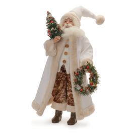 BreeBe - Beige Santa with Wreath and Tree 21.5" - White, Green
