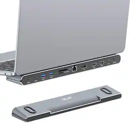 Acer - Laptop Docking Station Stand, 11-in-1 USB C Docking Station 3 Monitors with DP 8K + Dual HDMI 4K@60Hz, Ethernet - Silver