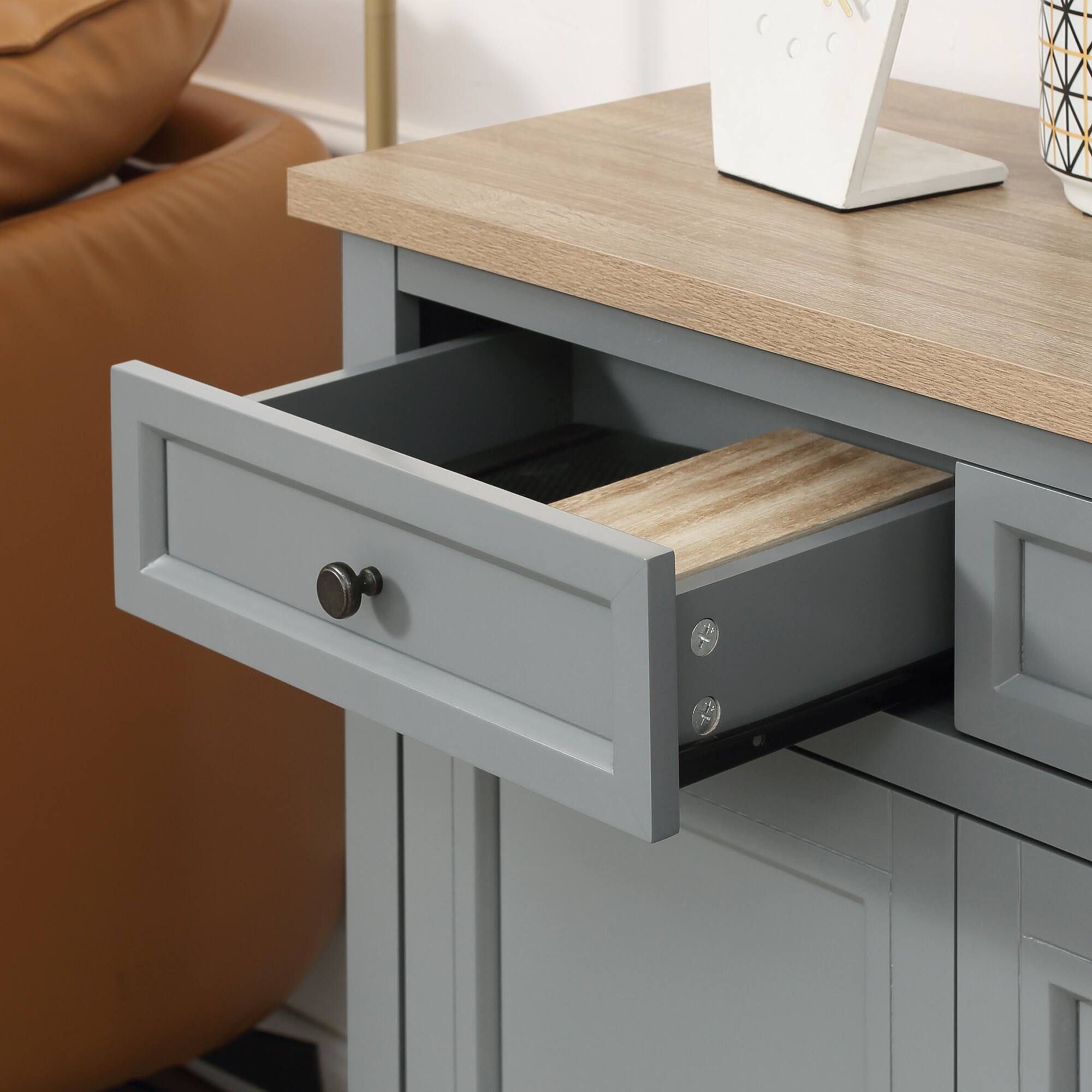 Alt View 8. Homcom - Buffet Cabinet, Coffee Bar Cabinet with 2 Drawers and Double Door Cupboard for Kitchen, Living Room, Entryway - Dark Grey.