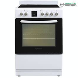 Equator - 24 inch Electric Convection Range 4 Ceramic Burner 2.4 cf Oven, Air Fryer, Bake, Grill, Broil - Drawer 220V - White