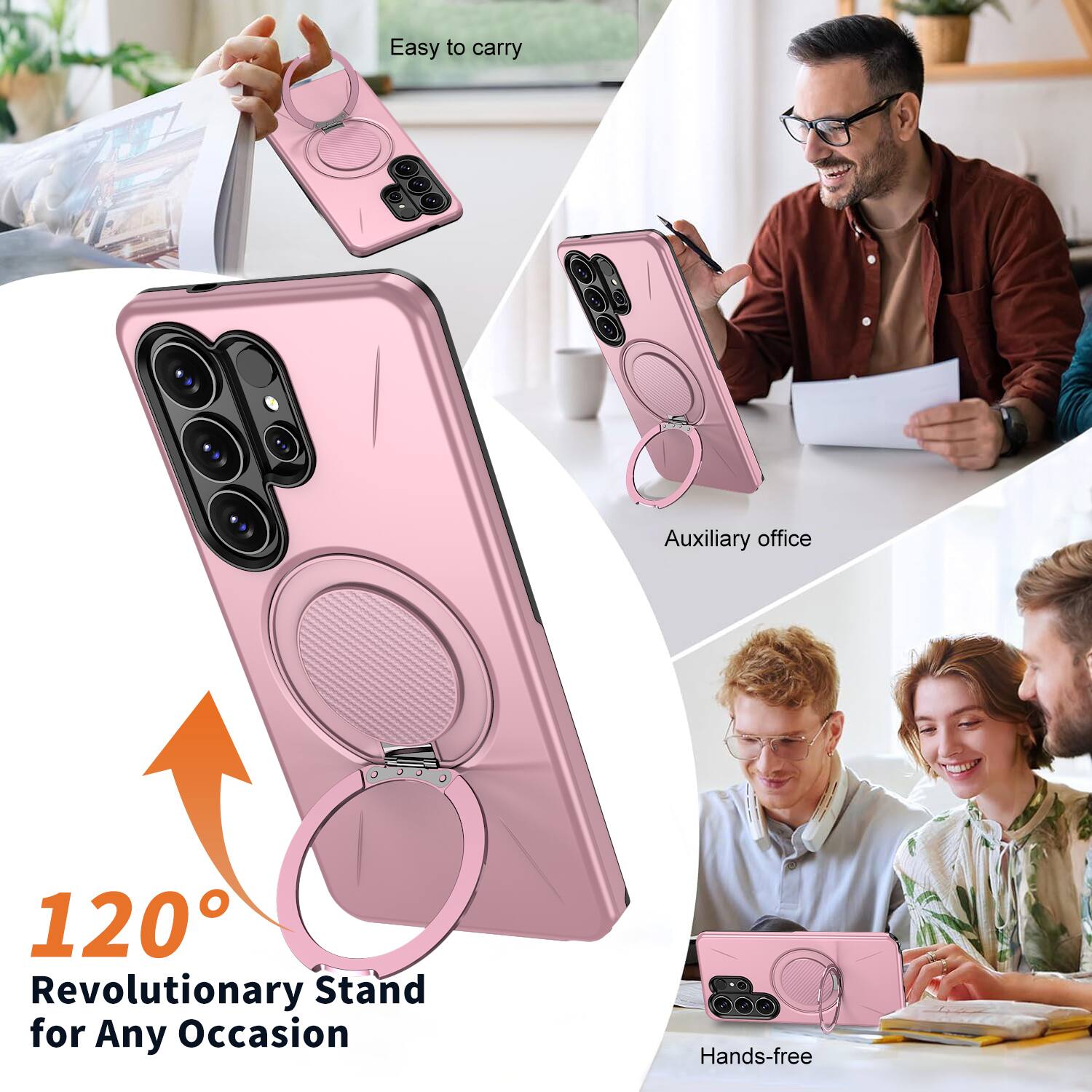 Easy to carry  
Auxiliary office  
120° Revolutionary Stand for Any Occasion  
Hands-free