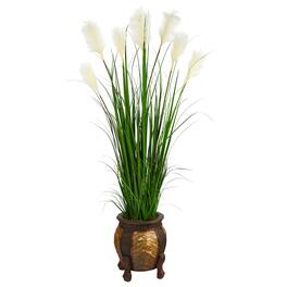 BreeBe - 63" Wheat Plum Grass Artificial Plant in Decorative Planter - Green