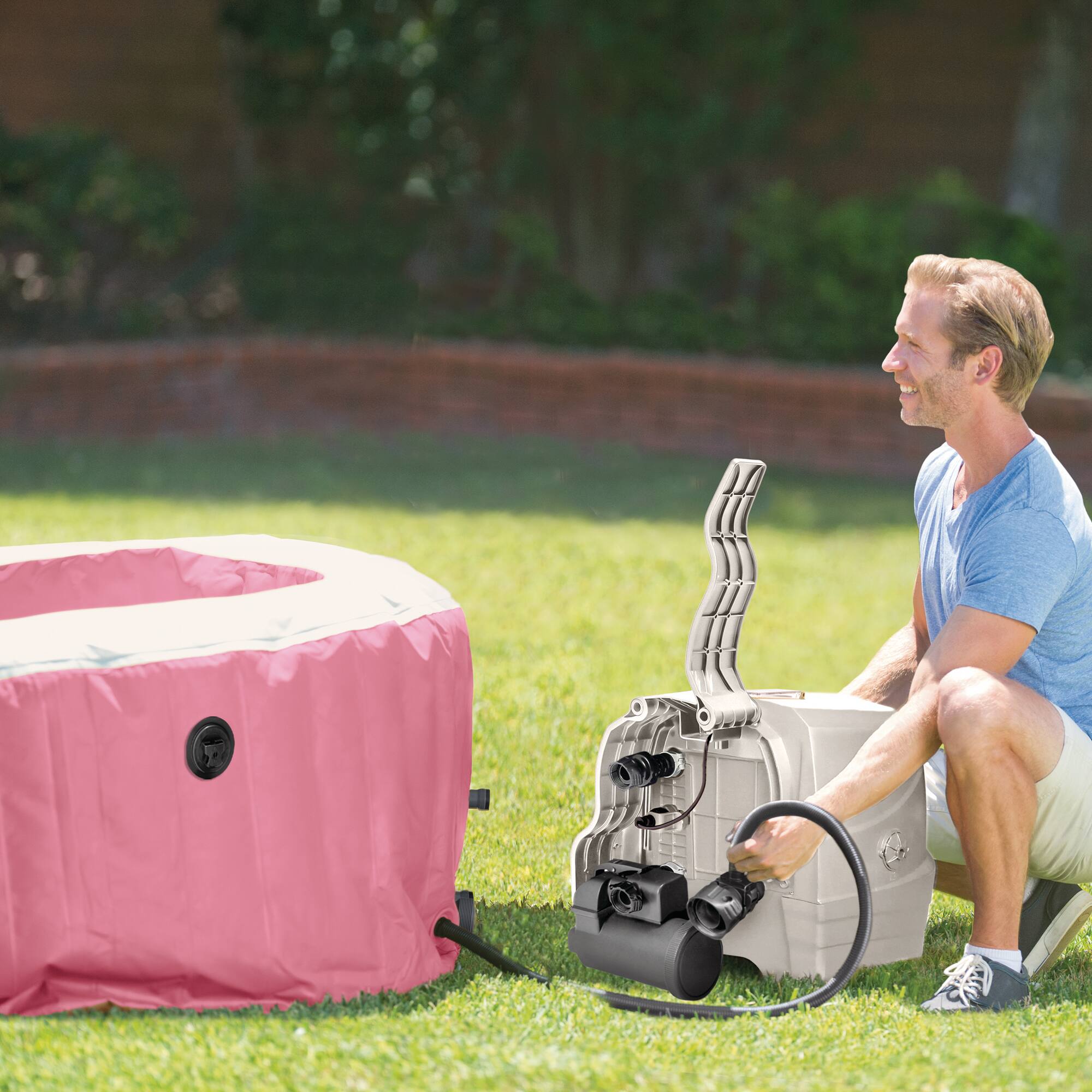Alt View 2. Intex - INTEX PureSpa Bubble Massage Spa Set with Energy Efficient Cover, 77" x 28" - Petal Pink.