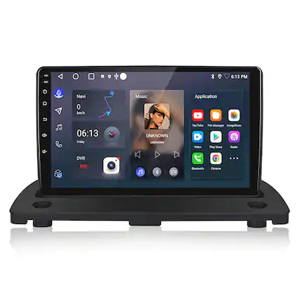 M RIT 6:13 PM
Navi 0 km/h
Music Application - 06:13 Friday
DVR UNKNOWN
YouTube File Manager ImageScan Video Play Store Radio Bluetooth Chrome