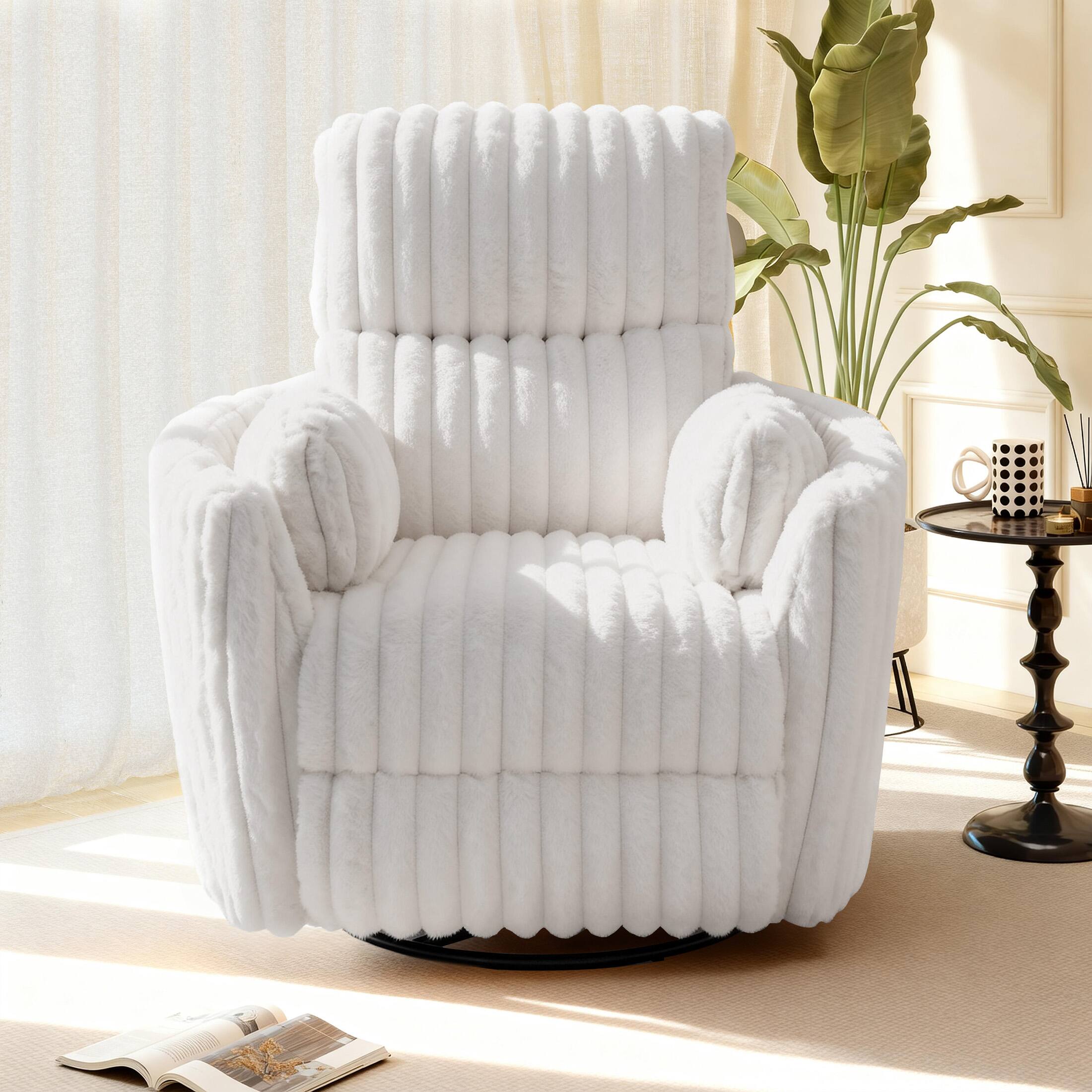 Angle. Aukfa - Swivel Rocking Glider Power Recliner Chair with 24" Wide Seat & Type-C & USB Ports - White.