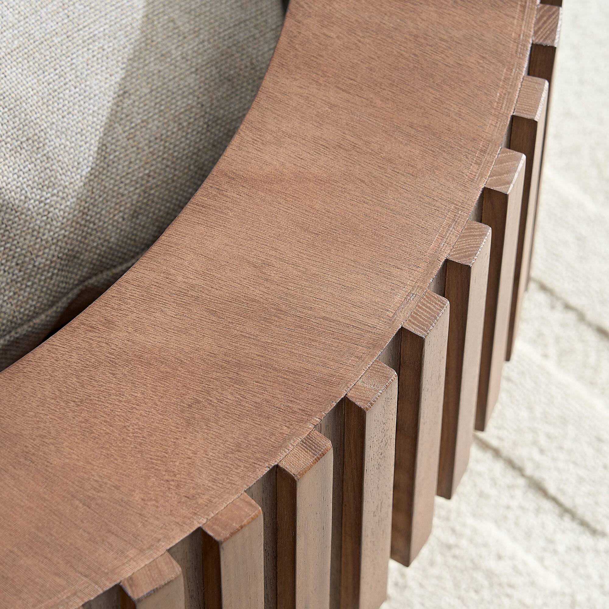 Alt View 4. TinyHomie - 31 Inch Round Coffee Table With Storage Sturdy Pedestal Walnut For Apartment - Brown.