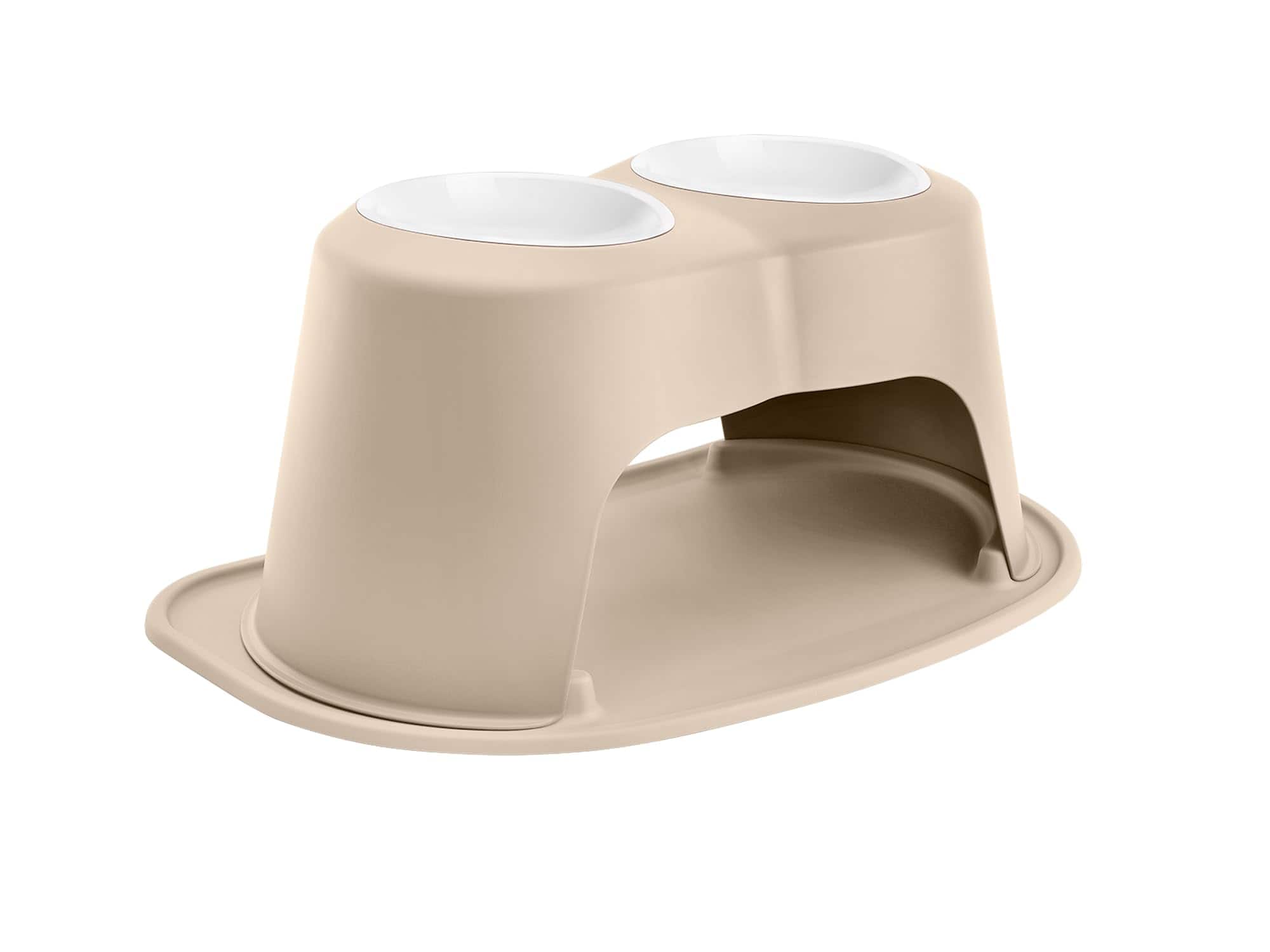 WeatherTech - Double High Pet Feeding System | Elevated Pet Bowls - 10" High 64oz (8 cup) BPA-Free Plastic Bowls - Tan