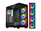 Front. DIYPC - DIYPC ARGB-N6-BK Black ATX Case w/ Tempered Glass & 4 ARGB Fans - Black.