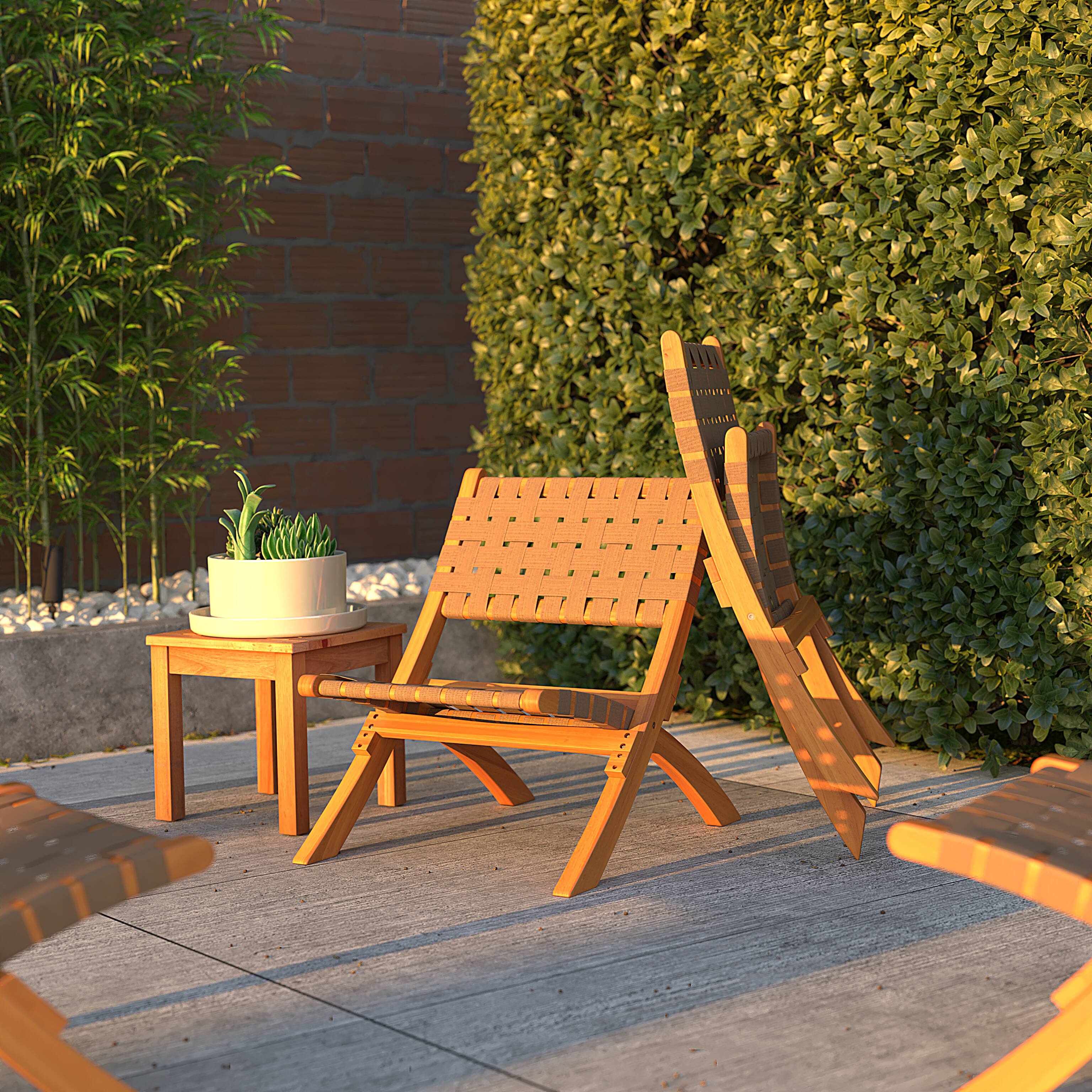 Patio Sense Indoor and Outdoor Folding Sava Chair Brown 64098