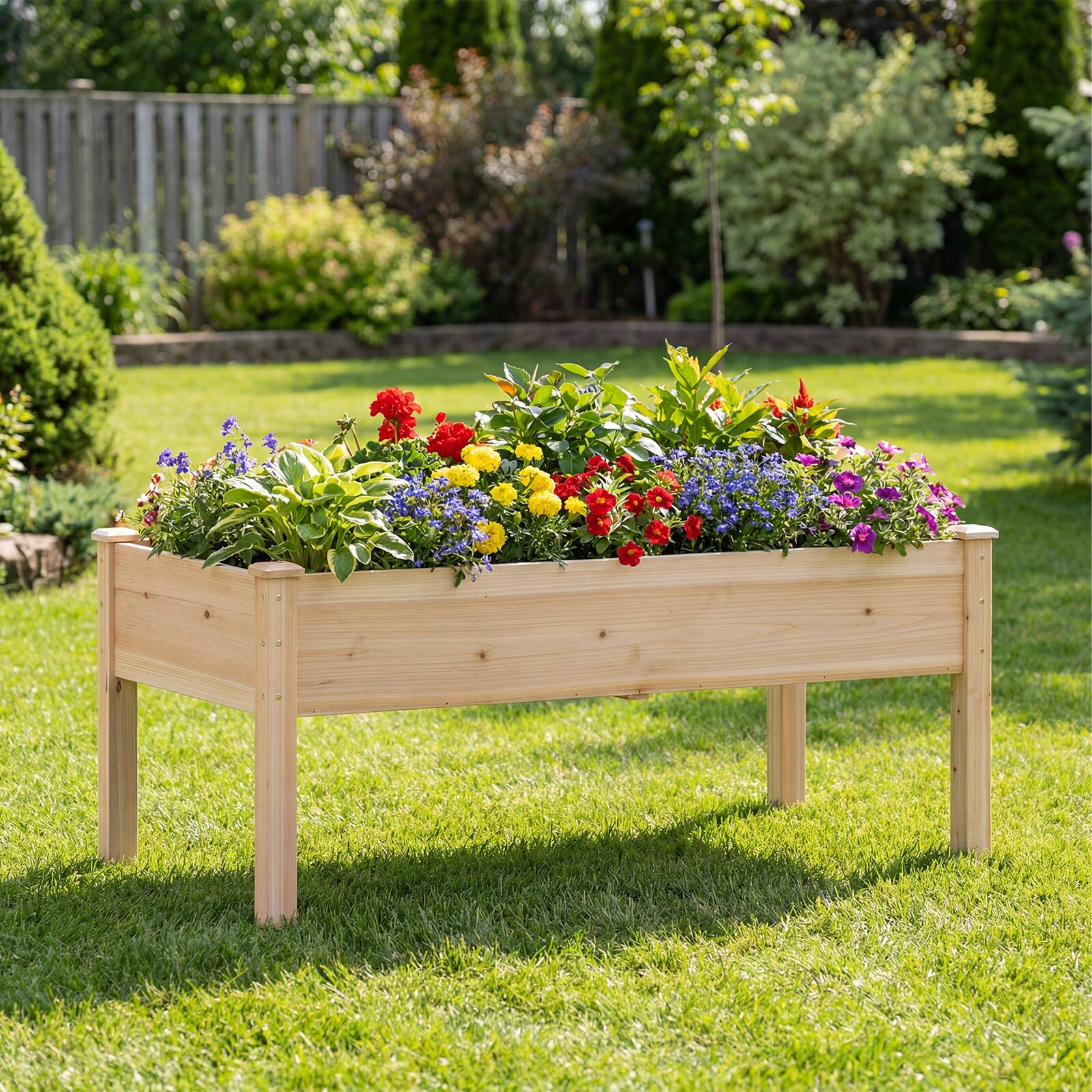 Alt View 1. Gymax - Gymax 48'' x 24'' x 19'' Wooden Raised Garden Bed w/Legs for Vegetables Flowers Herbs - Yellow.
