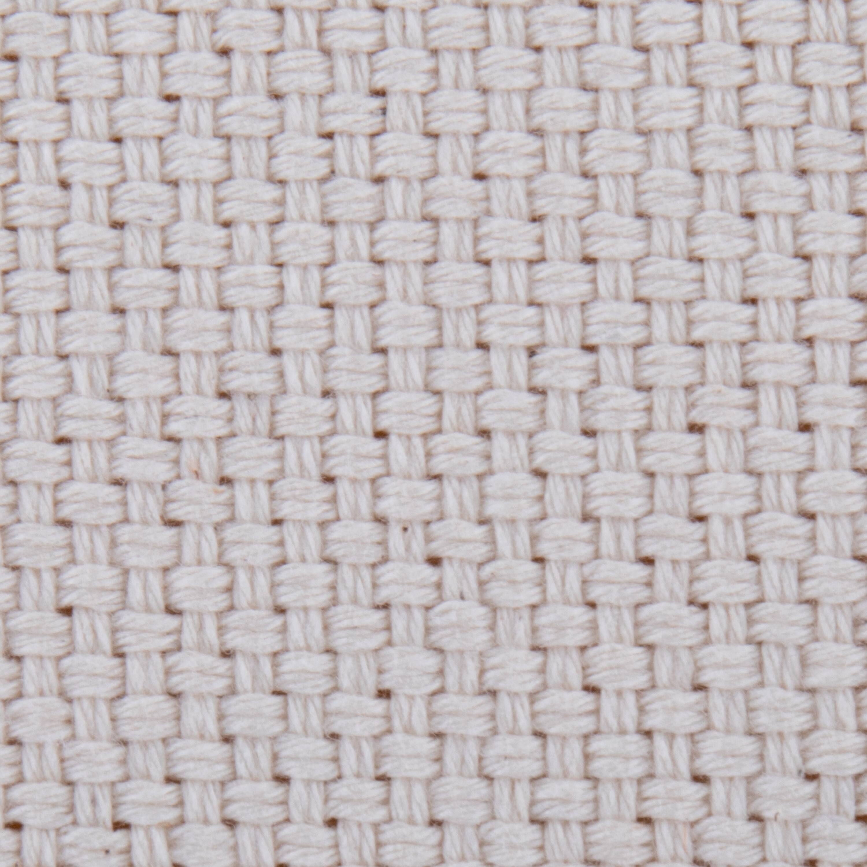 Left. Tiramisubest - Beige Knitted Fabric Large Round Pouf Ottoman - Beige.