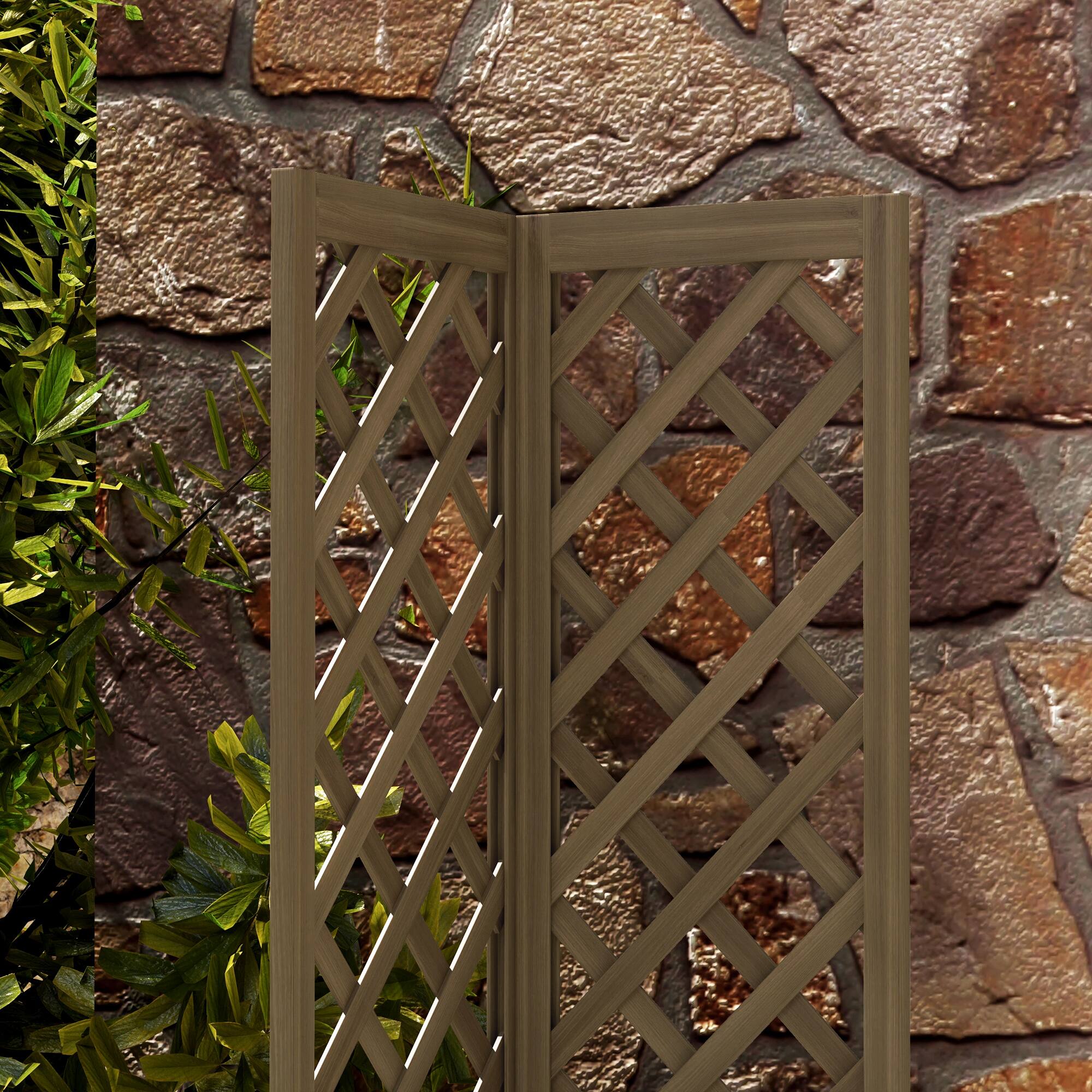Alt View 7. Outsunny - Raised Garden Bed, Planter with Trellis for Vine Climbing and Vegetables - Carbonized.