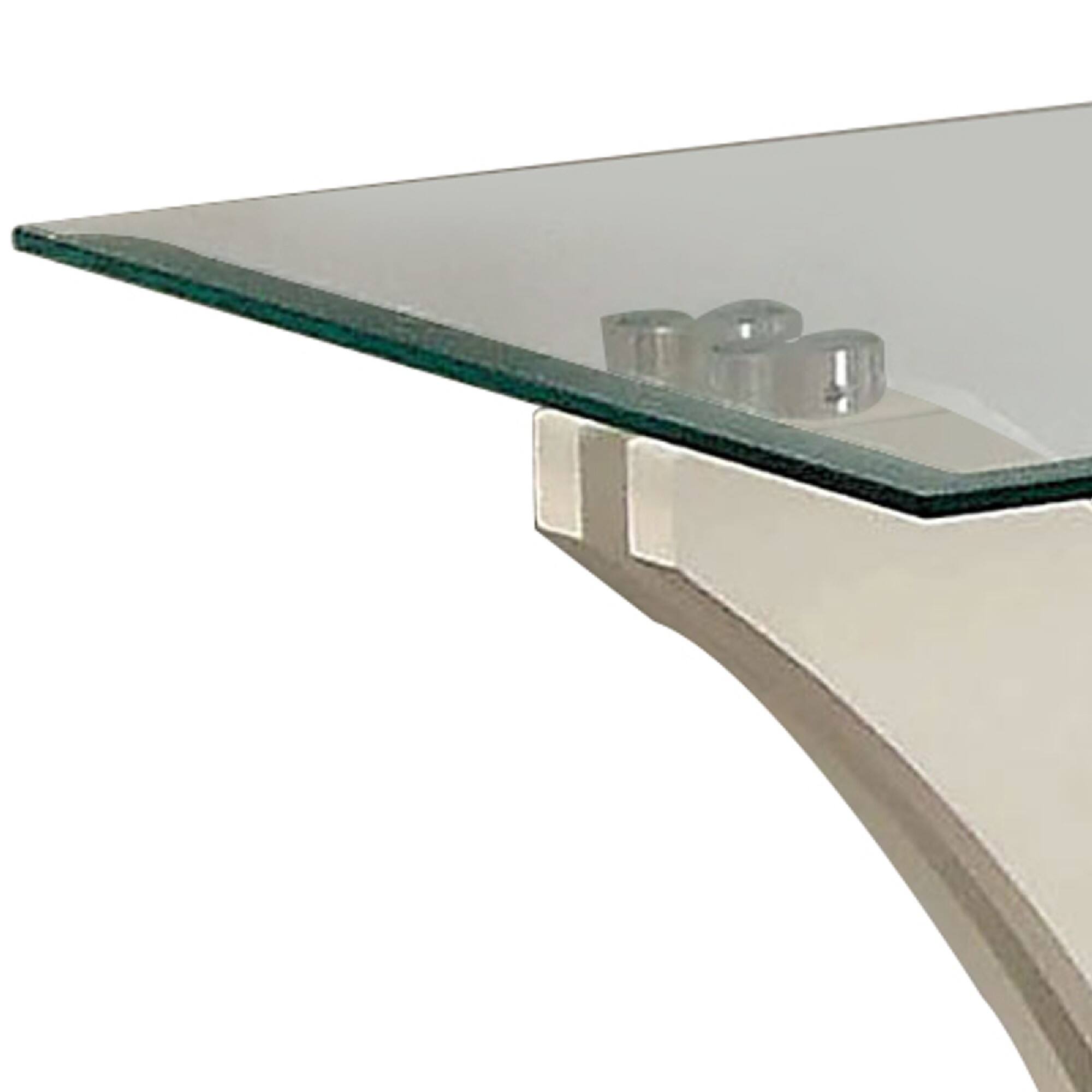 Alt View 3. Manhattan Lane - Modern Two Tone Flared Base End Table with Glass Top - White and Gray.