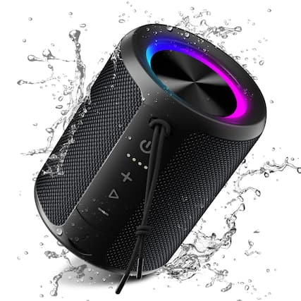 Front. Ortizan - Bluetooth Speaker Wireless,IP67 Waterproof & Dustproof Portable Speaker with Lights,15W Loud Stereo Sound, 2600mAh Batte - black.