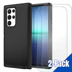 Front. Entronix - Entronix Bundle for Galaxy S23 Ultra - Heavy Duty Case & 2 Screen Protectors - Black.