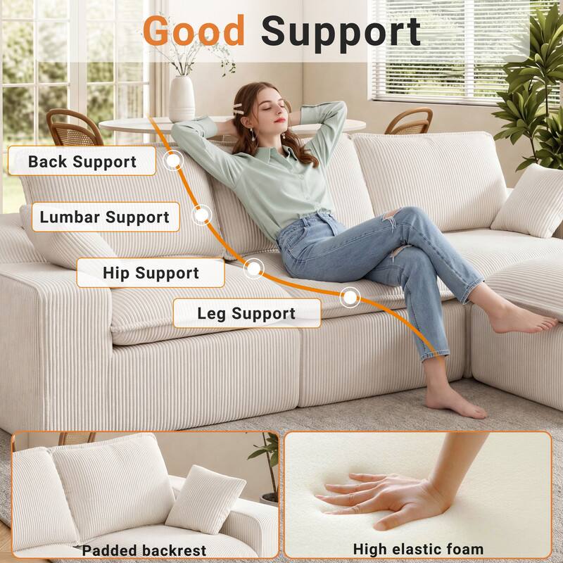 Good Support  
Back Support  
Lumbar Support  
Hip Support  
Leg Support  
*Padded backrest  
High elastic foam