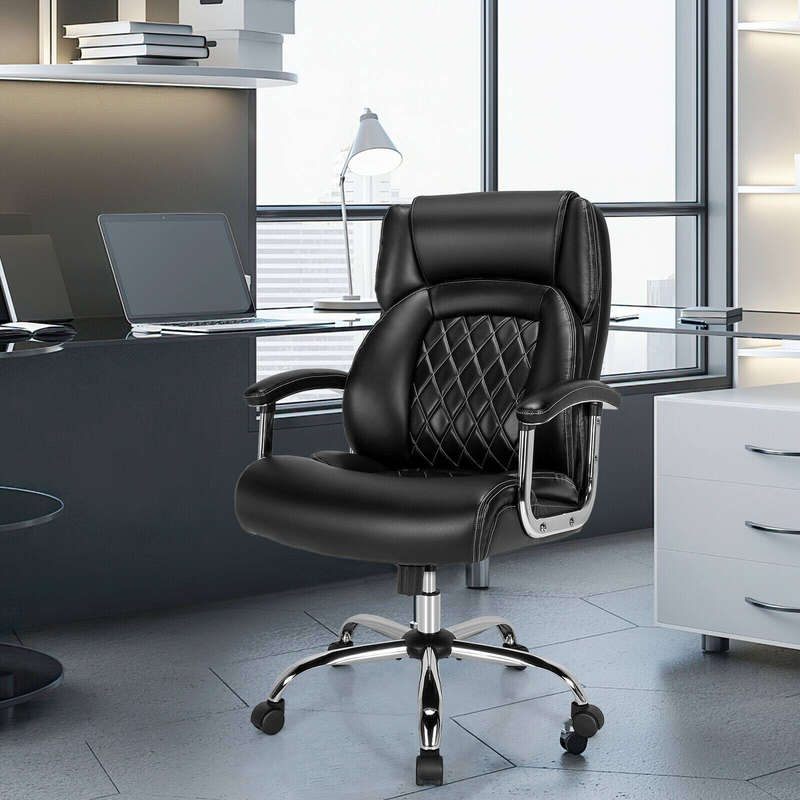 Alt View 9. Ecooso - Office Chair Height Adjustable Executive Computer Desk Chair with Metal Base - Black.