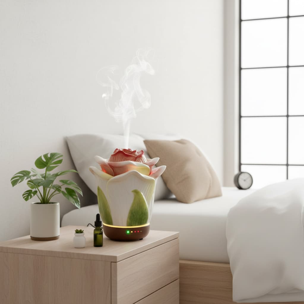 Alt View 1. FINEAK - 80ml Champagne Hand-Painted Ceramic Essential Oil Diffuser.