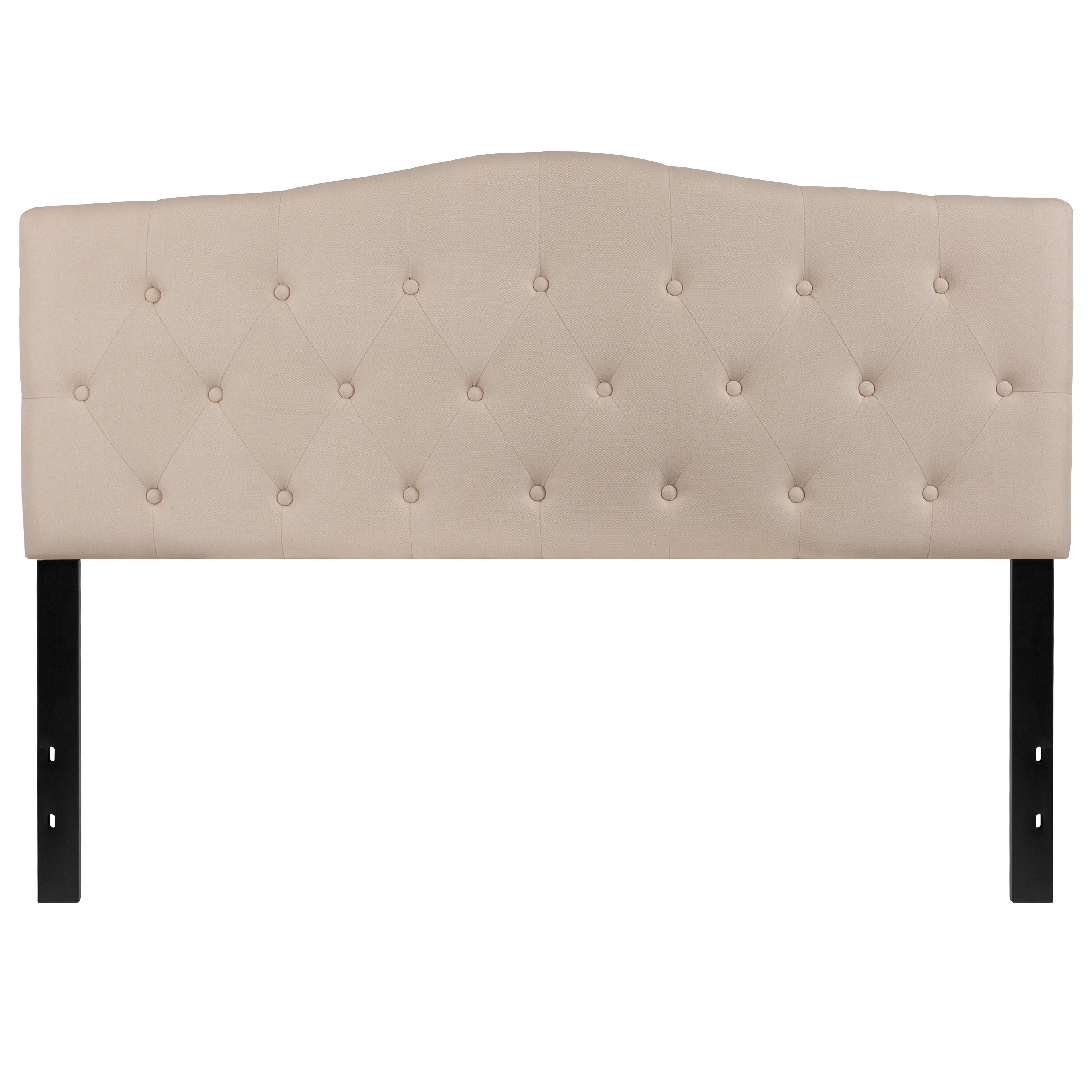 Alt View 4. Emma + Oliver - Arched Button Tufted Upholstered Headboard - Beige.