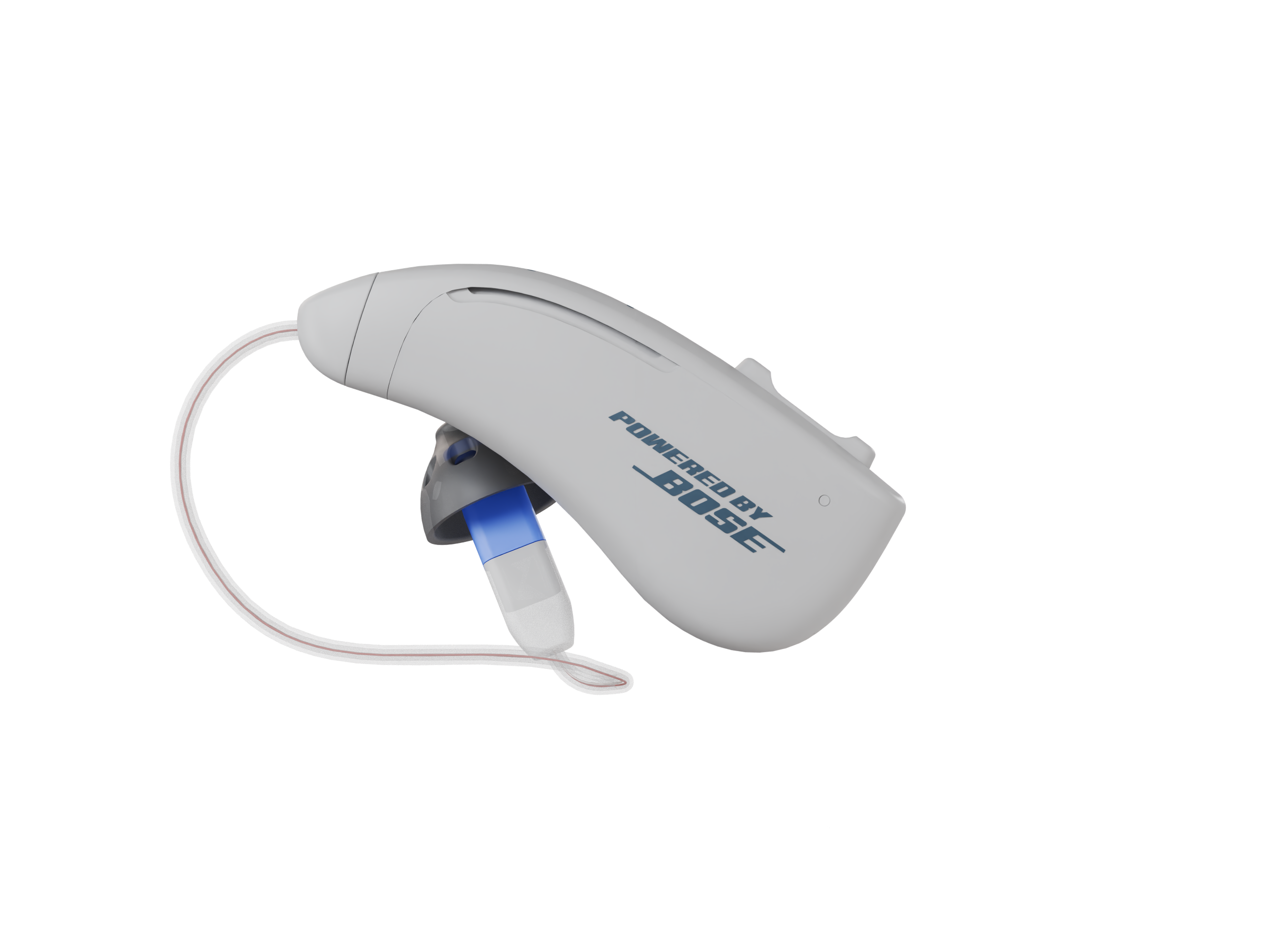 The image features a white Bose headset, which is a wireless device that is powered by a rechargeable battery. The headset is designed for use with a smartphone or other compatible devices, allowing users to enjoy hands-free communication and entertainment. The headset is placed against a white background, making it the main focus of the image.