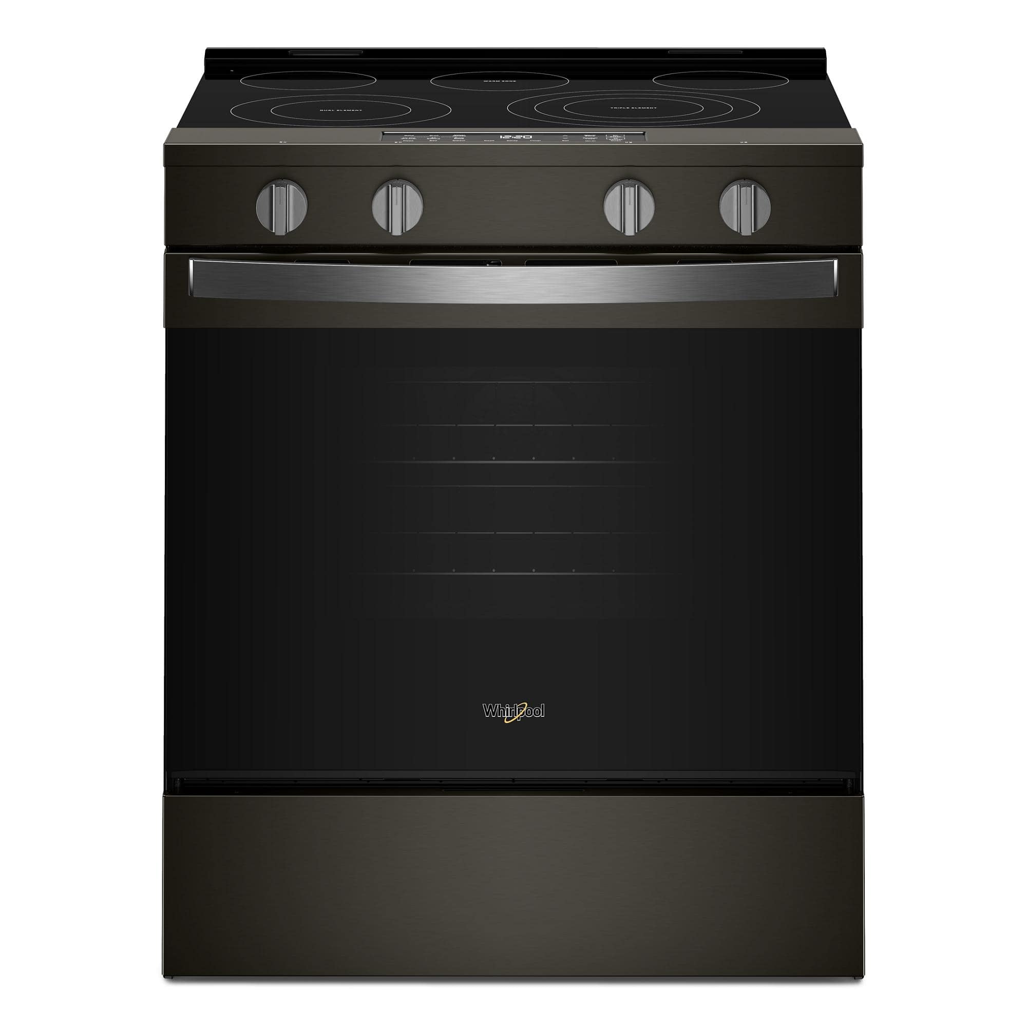Whirlpool - 5.0 Cu. Ft. Slide-In Electric Range with Air Cooking Technology - Black-on-Stainless - Front_Zoom