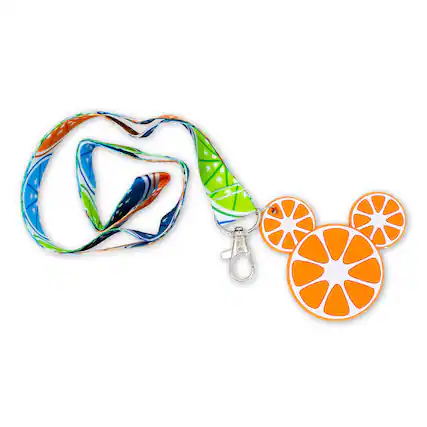 Front. Disney - Disney Mickey Mouse Fruit Lanyard With Orange Charm - Orange.