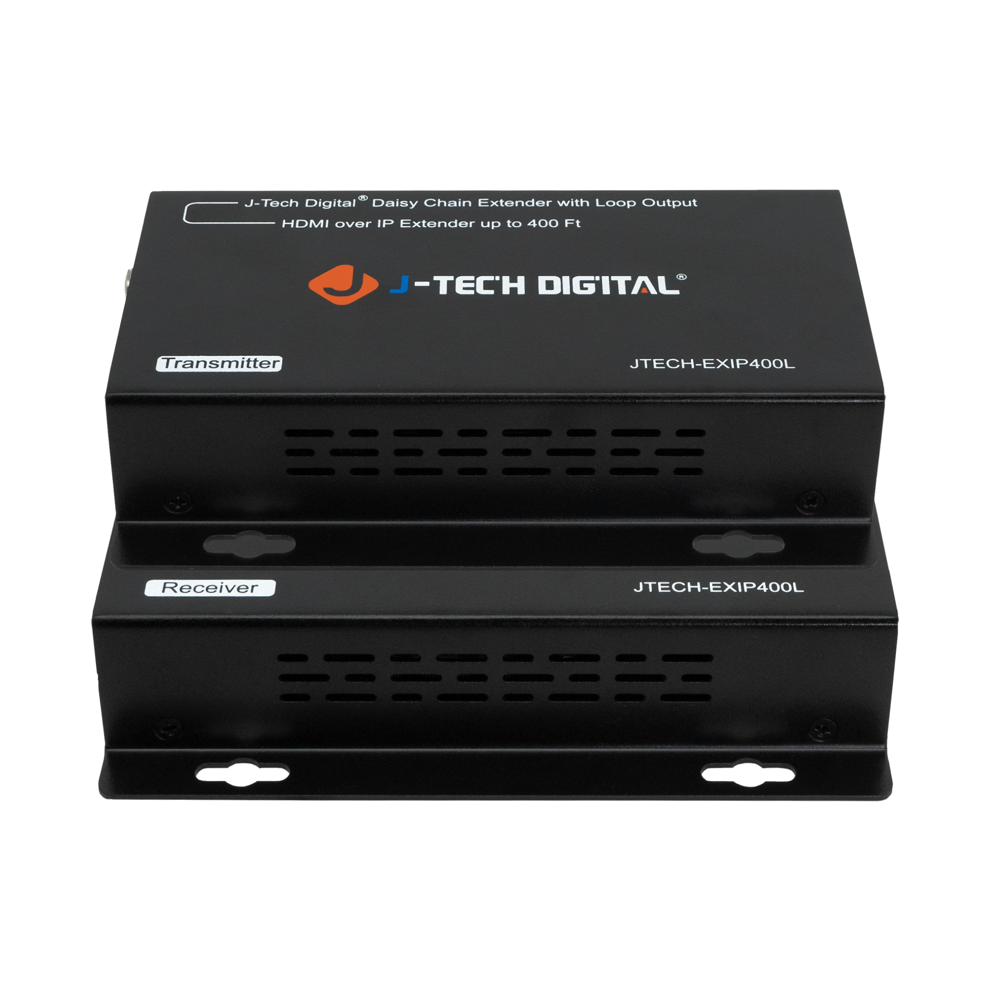 J-Tech Digital - 1080P 60Hz HDMI Extender Balun Over Ethernet w/ Daisy Chain Function (400ft.) - Black